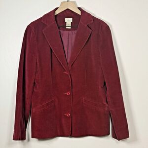 LL Bean  Womens Corduroy Blazer 10 Burgundy Lined Vintage Classic Academia Y2K